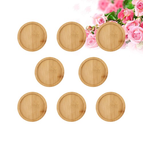 8 Pcs Planter Bases Round Bamboo Tray Saucers for Indoors Flowerpot - Imagen 4 de 11
