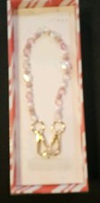 Wristlet Strap/Phone Strap Pink/Pearl Gold Accent Women's