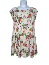 eShakti Cap Sleeve Knee Length Dress Womens Size 2X Floral Fit Flare Cotton Boho