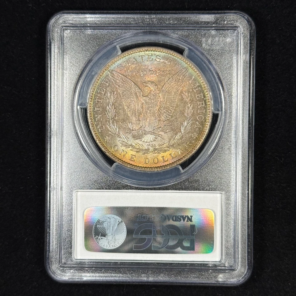 1887 $1 MS64 PCGS CAC Toned Morgan Dollar - Lovely Double Sided Rainbow Toning - Image 4 of 4