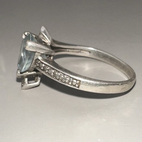 RUF Trillion Cut Aquamarine Set Sterling Silver Ring Size 8 (2.5g) - Picture 5 of 10