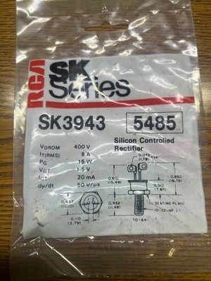 RCA SK3943 / NTE5485 SCR 400V 8 Amps TO-64 Case,