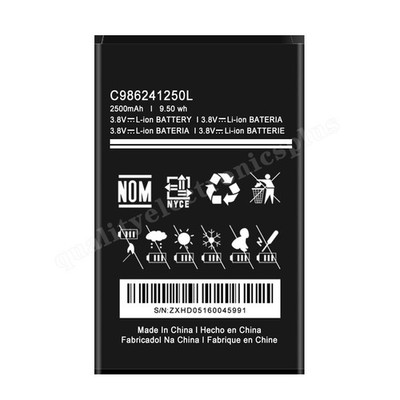 Battery C986241250L for BLU Studio Mega S610, A6 A190 2500mAh 3.8V