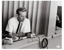 Vin Scully Signed Autographed 11X14 Photo Dodgers Vintage KFI B/W OA COA
