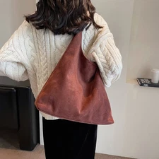 Slouchy Hobo Bag Suede Brown Large Tote Shoulder Purse Luxury Designer Trendy