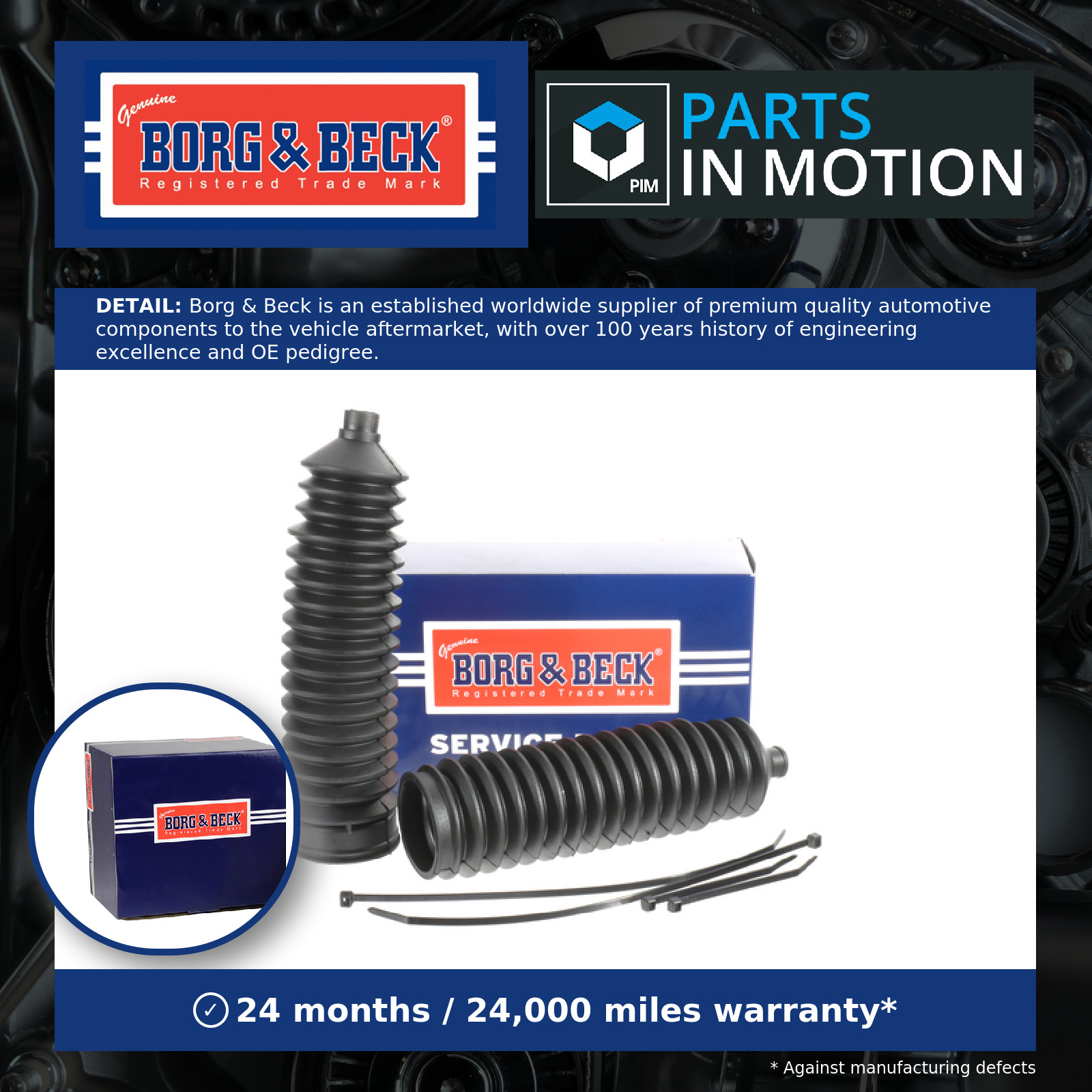 Steering Rack Boot fits PEUGEOT BOXER 230L, 244 2.0D 01 to 06 Gaiter Bellow B&B