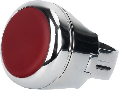 Stainless Steel Steering Wheel Spinner Sport Maneuvering Knob Cow Leather Red  - Picture 1 of 8