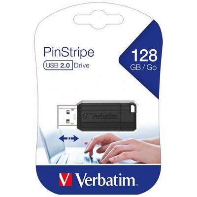 kQ Verbatim USB Stick 128 GB PinStripe USB 2.0 49071