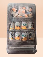 Halloween Press On Nails Set - Pumpkin  Spooky Tree Glitter Design - 24 Pcs