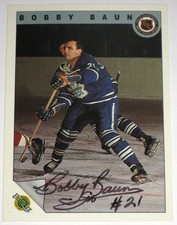 BOB BAUN SIGNED ULTIMATE TORONTO MAPLE LEAFS CARD AUTOGRAPH AUTO!