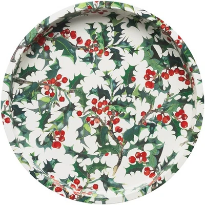 Emma Bridgewater Serving Tray Holly Festive Themed Round Deepwell Shape