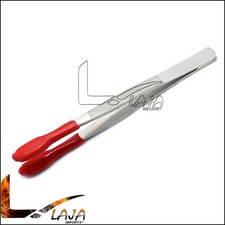 Red PVC Rubber Coated Tweezers Soft Non Marring Flat Tips Jewelry Craft Tools