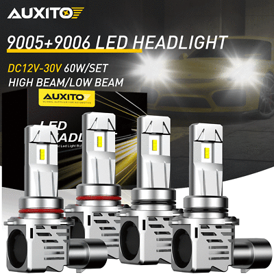 AUXITO 9006 HB4 LED Headlight 60W 24000LM CAR High Low Beam Kit Bulb 6500K White AUXITO 9006 HB4 LED Headlight 60W 24000LM CAR High Low Beam Kit Bulb 6500K White