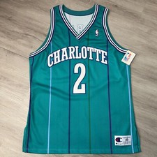LARRY JOHNSON Charlotte Hornets Jersey XL 48 Champion Authentic Vintage NBA