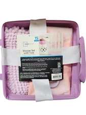 Mainstays 15 Piece Shower Tote Set - Purple Tie dye with Reusable Storage Tote