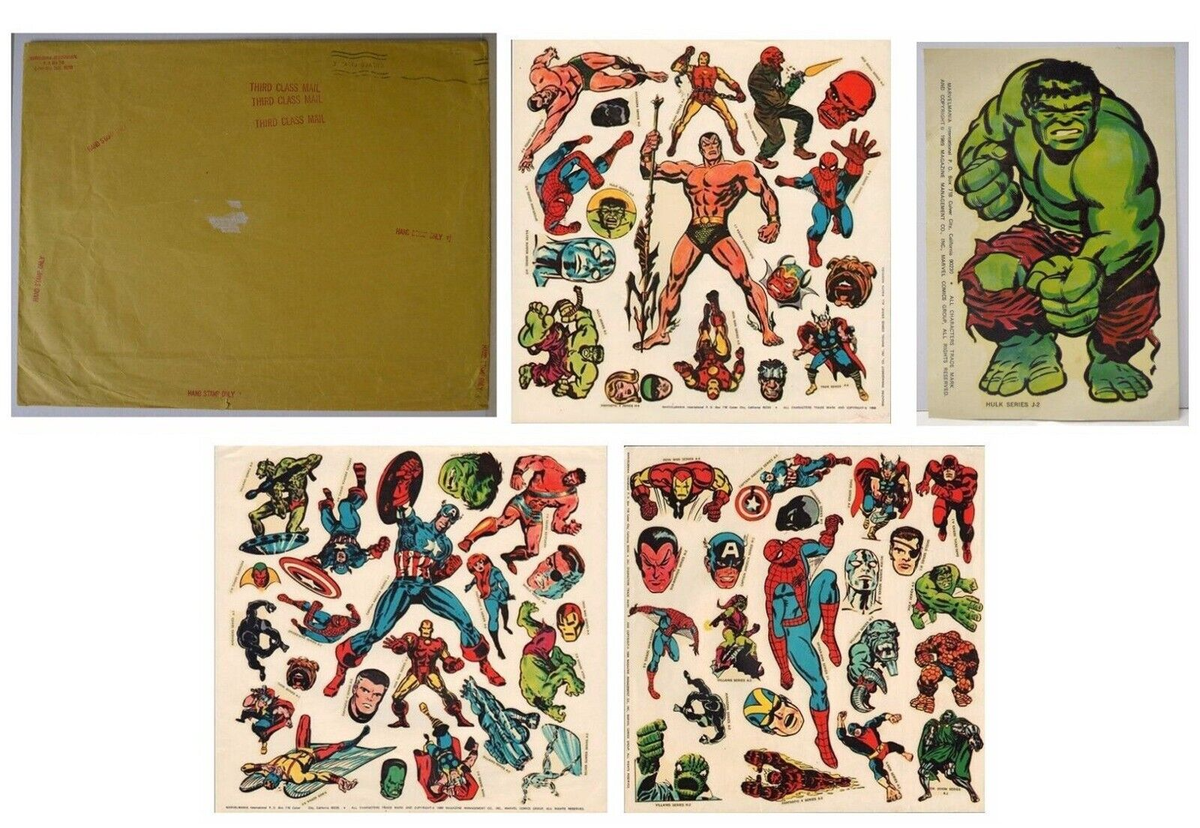 1969 Marvelmania International Club MARVEL STICKER SET MAIL ORDER