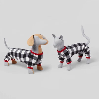 Dog Cat Buffalo Plaid Check Pajama White/Black Holiday Xmas Target Wondershop