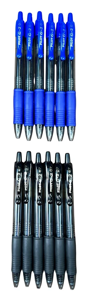 Pilot G2 07 Pens Blue & Black Ink 12 Count Retractable Roller Ball Gel Combo