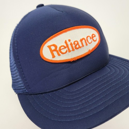 Reliance Hat Cap Patch Mesh Foam Snapback Trucker Blue Vtg - 第 1/7 張圖片