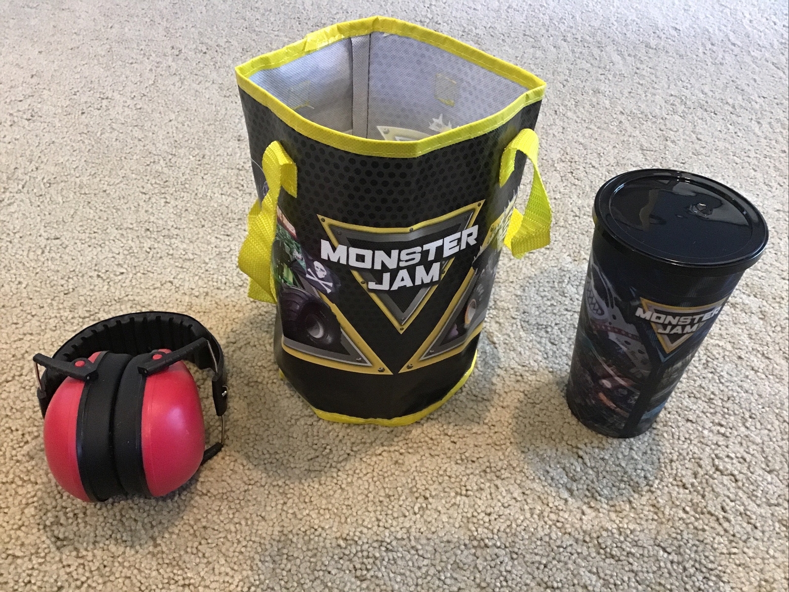 Monster Jam Souvenir Cup Monster Jam Bag Kids Red Earmuff Headphones eBay