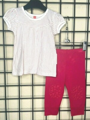 NEW NWT 2PC Red/White Dot Top/Red Star Knee Legging Go Little One/Kidagogo 6/12M