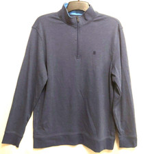 Men's Izod Saltwater Relaxed Classic, Blue Jersey Knit, 1/4 Zip Pullover. Size L