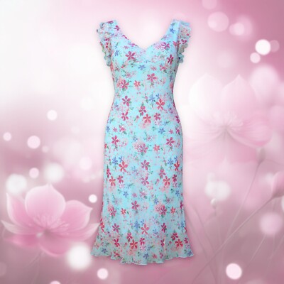 90s chiffon dress 90s Muted Floral Chiffon Dress – Luxie Vintage main image 1