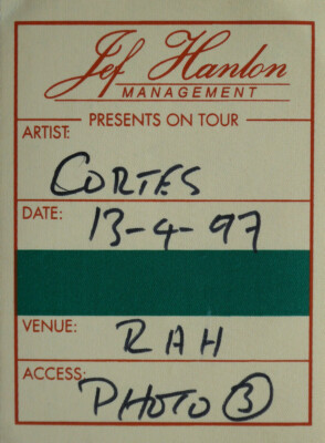 JOAQUIN CORTES PHOTO PASS ROYAL ALBERT HALL LONDON ENGLAND 13TH APRIL 1997