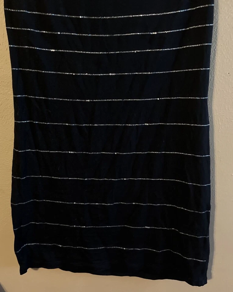 Vestido sin mangas Express para mujer a rayas negro y plateado - talla XS Foto 3 de 4