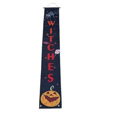 Halloween Decorative Welcome Witch Porch Banner Trick It Treat Pumpkin Banner
