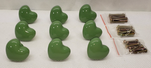 9 Sage Green Ceramic Drawer Pull Knobs Cabinets & Dressers - 3 sizes of screws - Picture 2 of 7