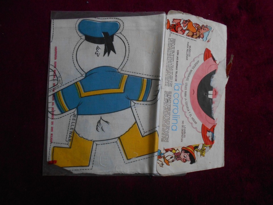 70s WALT DISNEY CUT & SEW stuff DONALD DUCK mexican TV GUIDE fabric