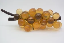 Vintage MCM Amber Yellow Lucite Acrylic Grape Cluster Driftwood 15”Mid Century