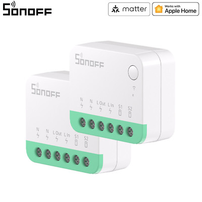 2x SONOFF MINIR4M WiFi Smart Home Licht Schalter Matter kompatibel APP Steuerung