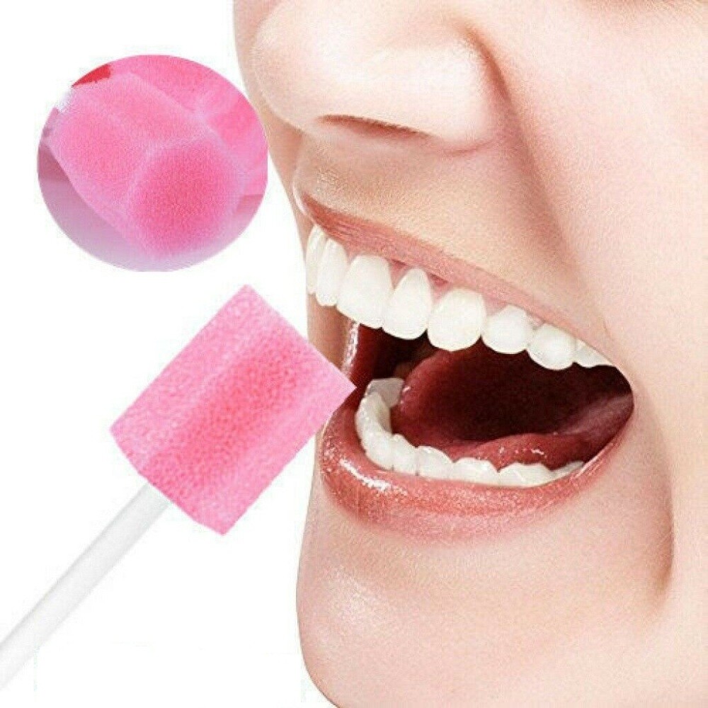 400x Disposable Oral Care Sponge Swabs Tooth Cleaning Mouth Swab With Sticks US