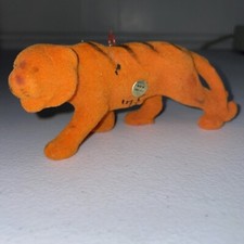 Vintage 1975 tiger Christmas ornament made in Hong Kong Plastic Felt Ornament