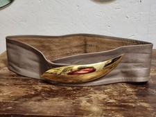 Vintage CALDERON Belt Brown Leather With Large Gold Buckle Approx 28"