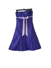 VTG Jessica McClintock Gunne Sax Dress USA Jrs 3 Purple Polka Dot Tulle Y2K 90s