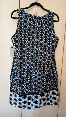 NINE WEST Womens Size 18 Sleeveless Retro Print Cotton Blend Keyhole Tank Dress - Picture 2 of 7