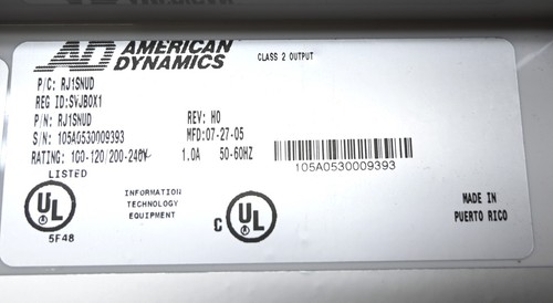AMERICAN DYNAMICS RJ1SNUD SVJBOX1 - Picture 9 of 10