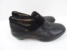 EASY SPIRIT Shoes Black Leather ESCEVEDO Comfort Slip on Clogs Heels-Size 8.5M