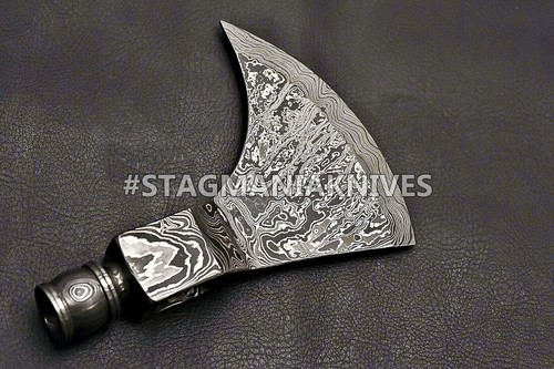 Cabeza de hacha funcional de humo de acero Damasco forjado a mano hacha vikinga hacha Tomahawk Hea - Imagen 3 de 4