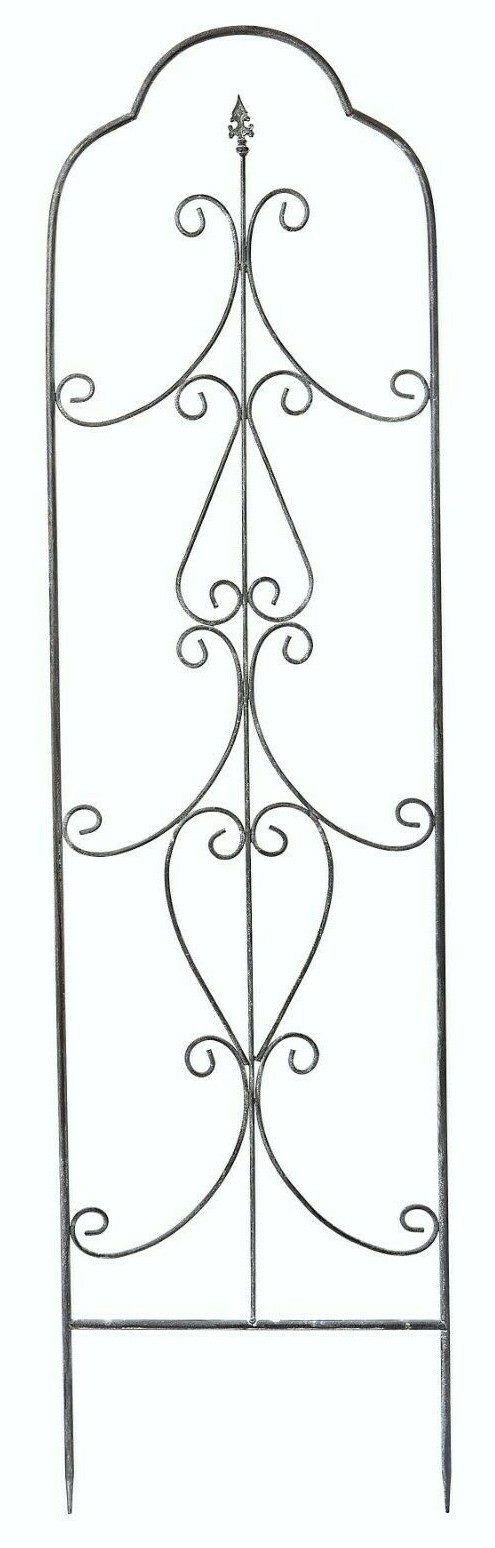 Metal Garden Trellis Climbing Plant Support Clematis Frame Vintage Fleur De Lys