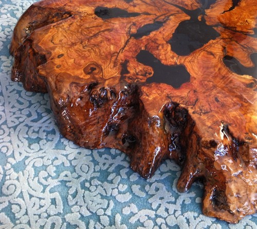 Large Olive Wood Rustic Coffee Table, Live Edge Unique Handmade Coffee Table - Picture 13 of 16
