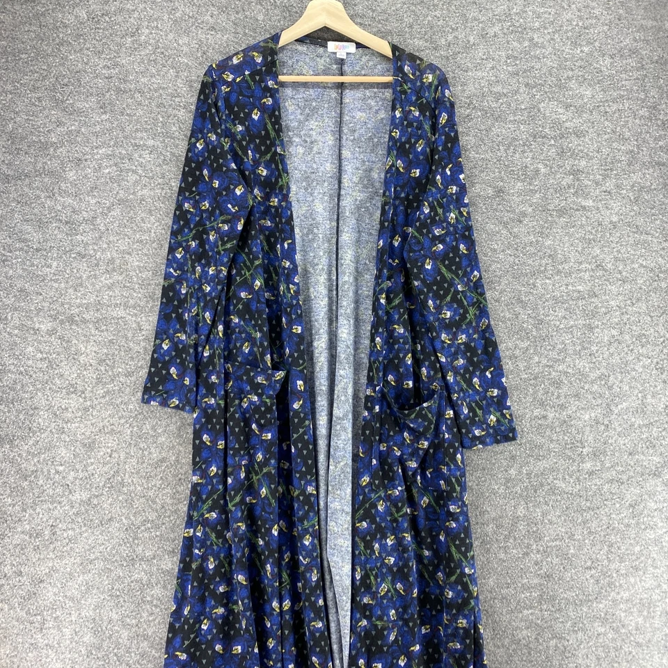 Top LulaRoe Mujer L Grande Azul Floral Frente Abierto Manga Larga Pullover Informal Foto 3 de 4