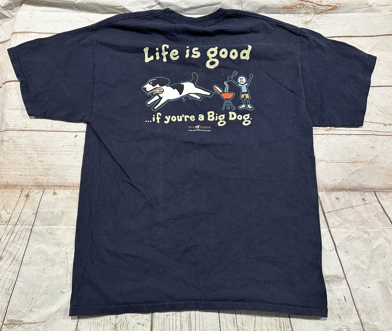 Life is Good If You're A Big Dog Mens L Short Sleeve TShirt Blue Funny