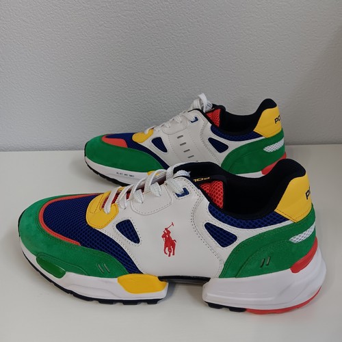 Polo Ralph Lauren Men's Jogger Color Block Sneakers Leather Suede Preowned 11.5 - Picture 4 of 9