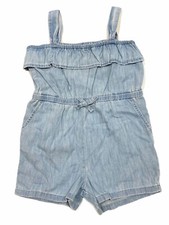 NWT GAP Baby Girl Romper 3T-4T-5T Light Blue Pockets Ruffle Elastic Waist 54445