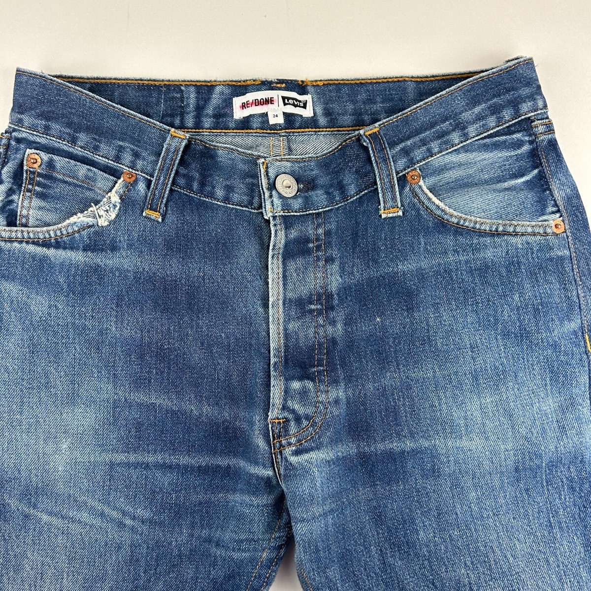 〈RE/DONE LEVI'S〉ダメージデニム リダン RE/DONE デニムパンツ ストレート ボタンフライ ダメージ
