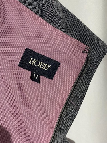 Hobbs Smart Suit abito grigio a tubino con fodera rosa e cintura skinny UK 12 - Foto 6 di 8